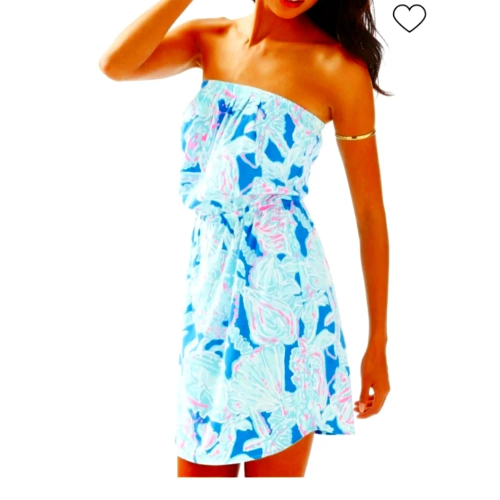 Lilly Pulitzer Windsor Strapless Dress Size S Bay Blue Into The Deep - Picture 2 of 8